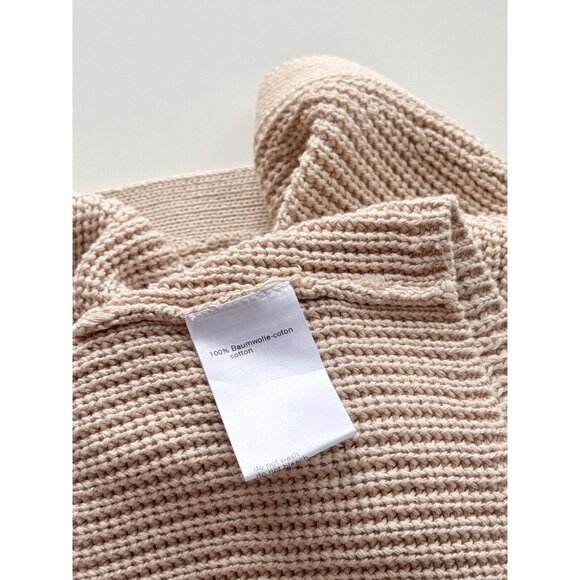 AKRIS PUNTO Beige Cotton Pointelle Knit Open Cardigan Shrug Sweater, Size 10 - Picture 10 of 12